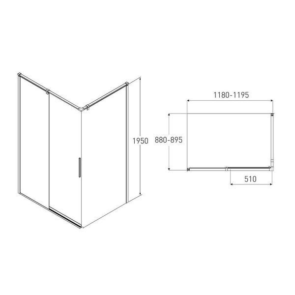 Душова кабіна VOLLE LEON 120x9010-22-244glass, хром 77585 фото